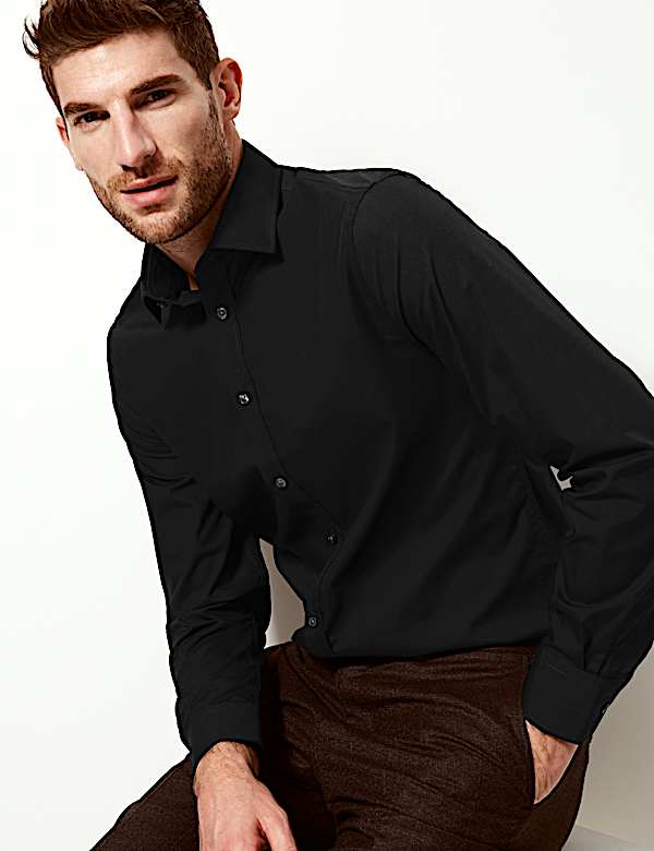Cotton Blend Slim Fit Shirt