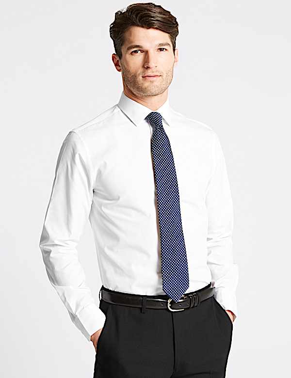 Cotton Blend Slim Fit Shirt
