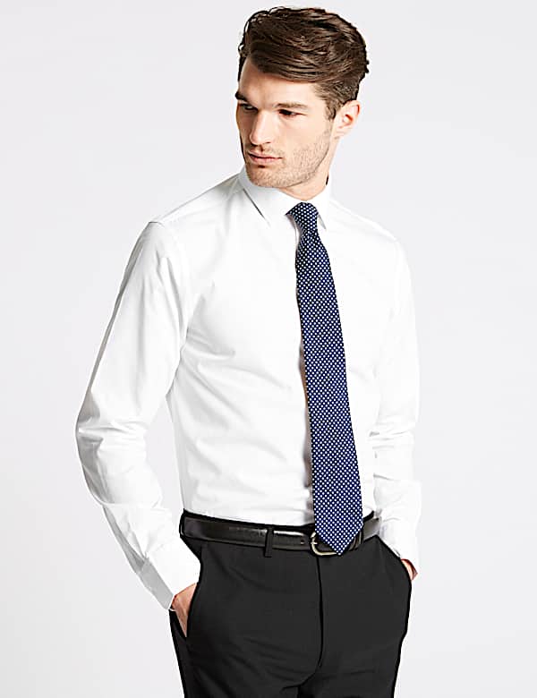 Cotton Blend Slim Fit Shirt