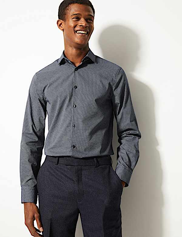 Cotton Blend Skinny Fit Shirt