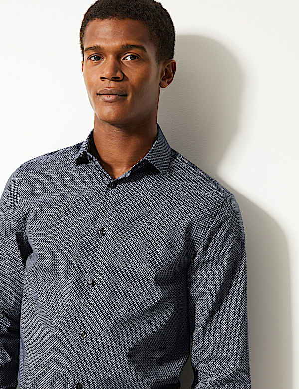 Cotton Blend Skinny Fit Shirt