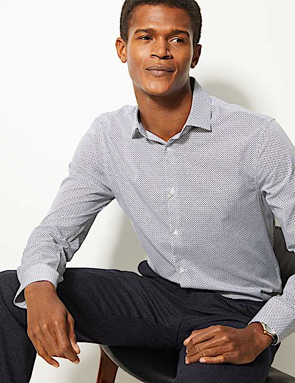 Cotton Blend Skinny Fit Shirt