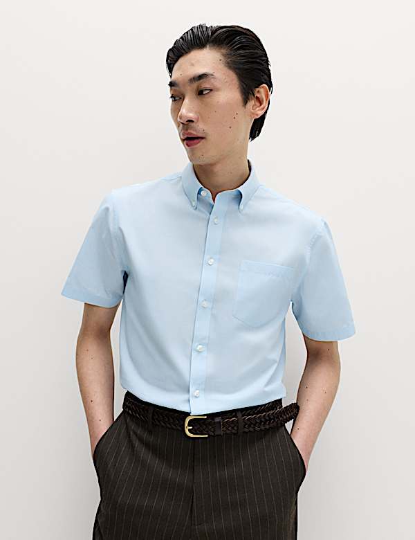 2 Pack Regular Fit Check Short Sleeve Shirts - HU