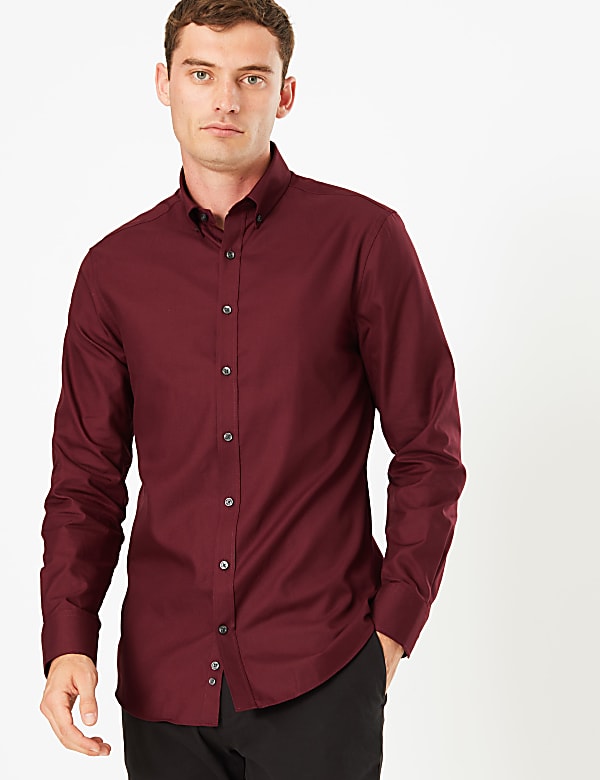 Slim Fit Easy Iron Textured Shirt
