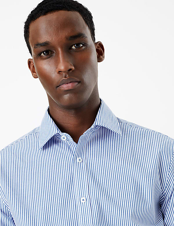 Tailored Fit Striped Easy Iron Shirt