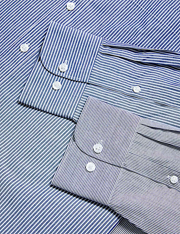 2pk Regular Fit Easy Iron Cotton Blend Striped Shirts