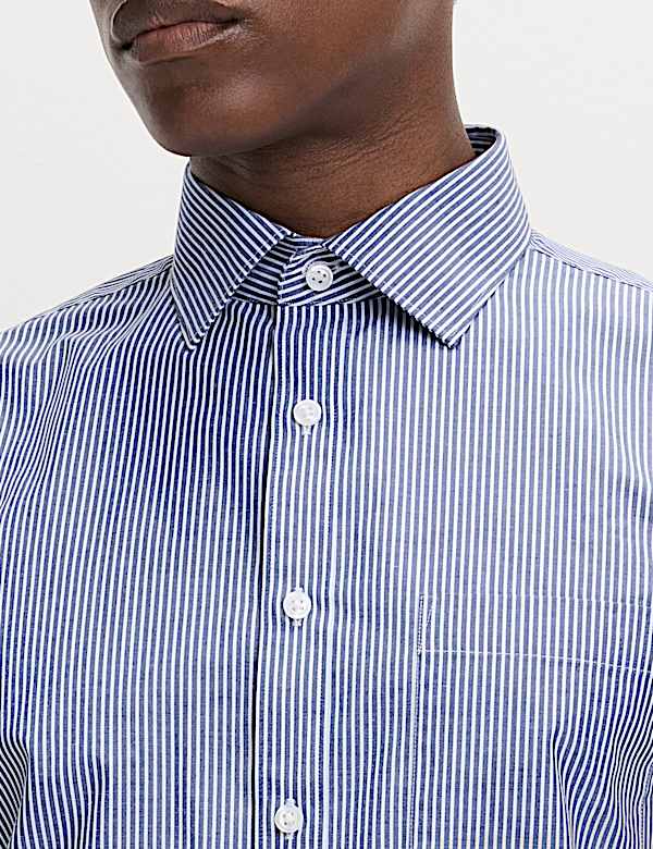 2pk Regular Fit Easy Iron Cotton Blend Striped Shirts