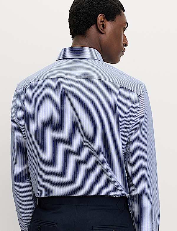2pk Regular Fit Easy Iron Cotton Blend Striped Shirts
