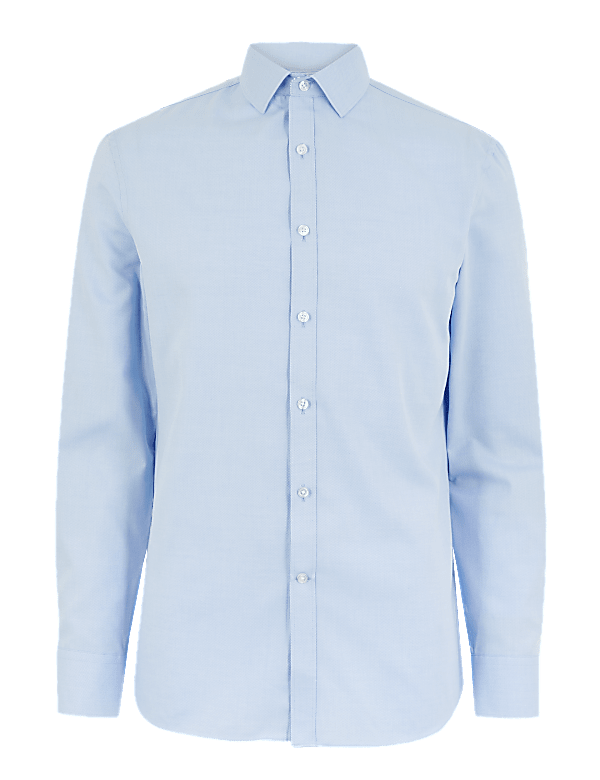 Skinny Fit Easy Iron Cotton Blend Shirt