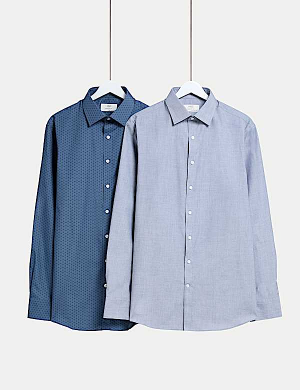 2pk Regular Fit Easy Iron Printed Shirts