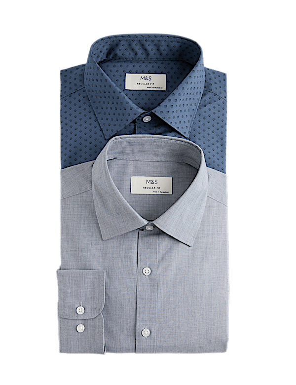 2 Pack Regular Fit Easy Iron Printed Shirts