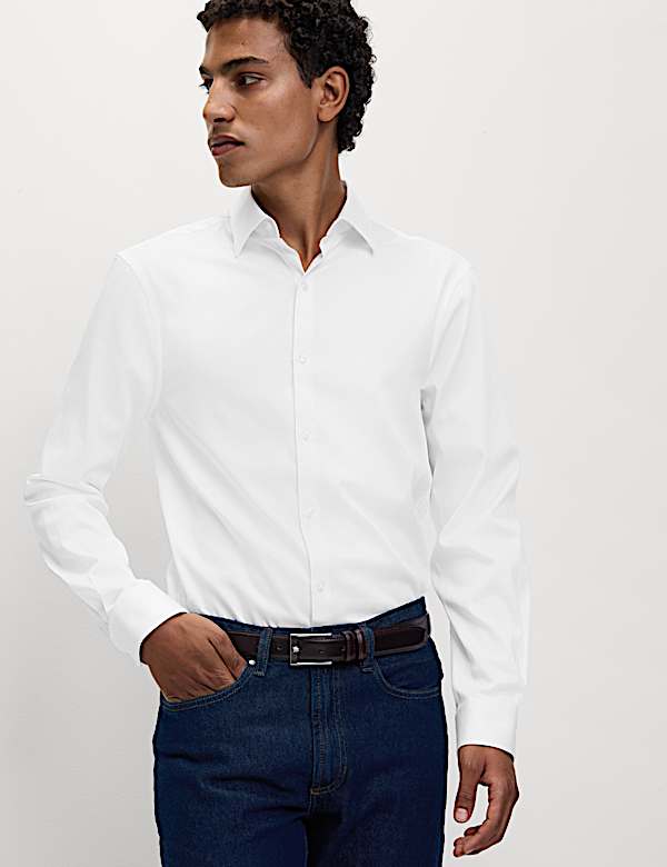 Regular Fit Pure Cotton Stretch Shirt - US