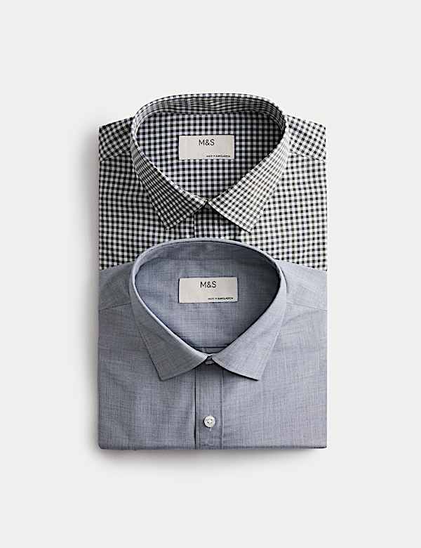 2pk Regular Fit Easy Iron Check Shirts