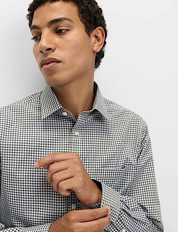 Lot de 2 chemises à carreaux coupe standard, repassage facile - CA