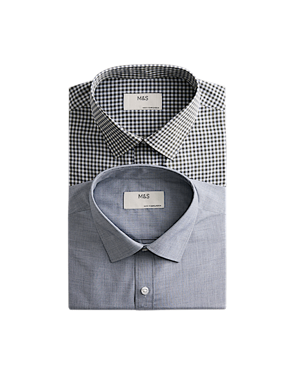 2pk Regular Fit Easy Iron Check Shirts