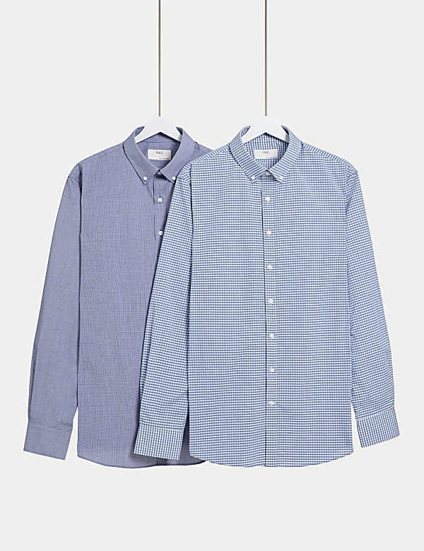 2pk Regular Fit Easy Iron Check Shirts