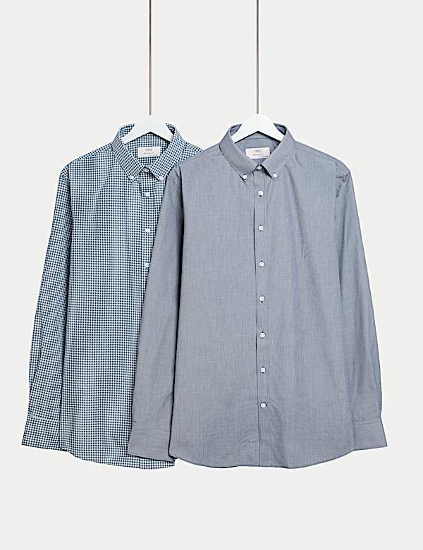 2pk Regular Fit Easy Iron Check Shirts
