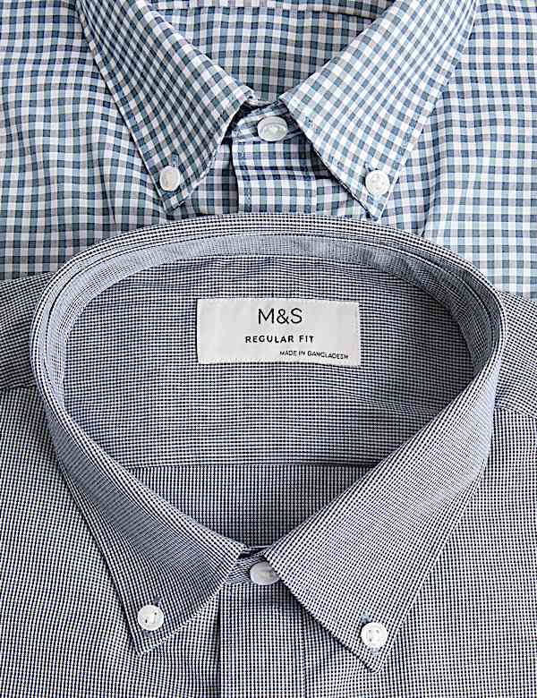 2 Pack Regular Fit Easy Iron Check Shirts