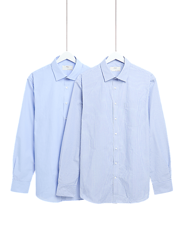 2pk Regular Fit Easy Iron Striped Shirts