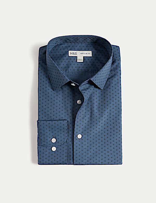 Regular Fit Cotton Blend Printed Shirt - GR
