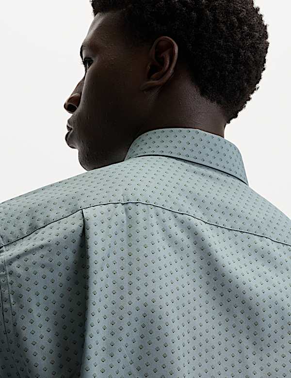 Regular Fit Cotton Blend Printed Shirt - ES