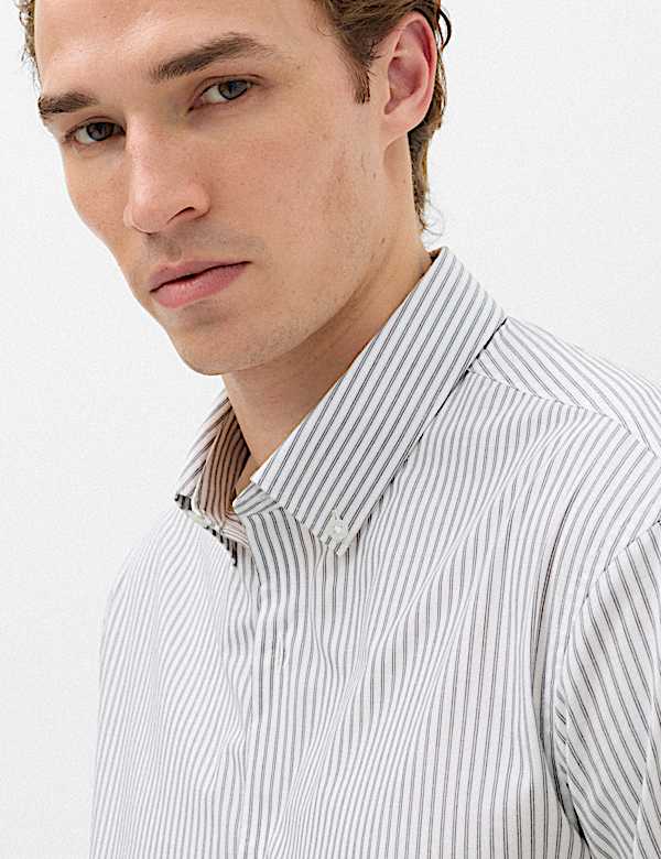 Regular Fit Pure Cotton Striped Shirt - IT