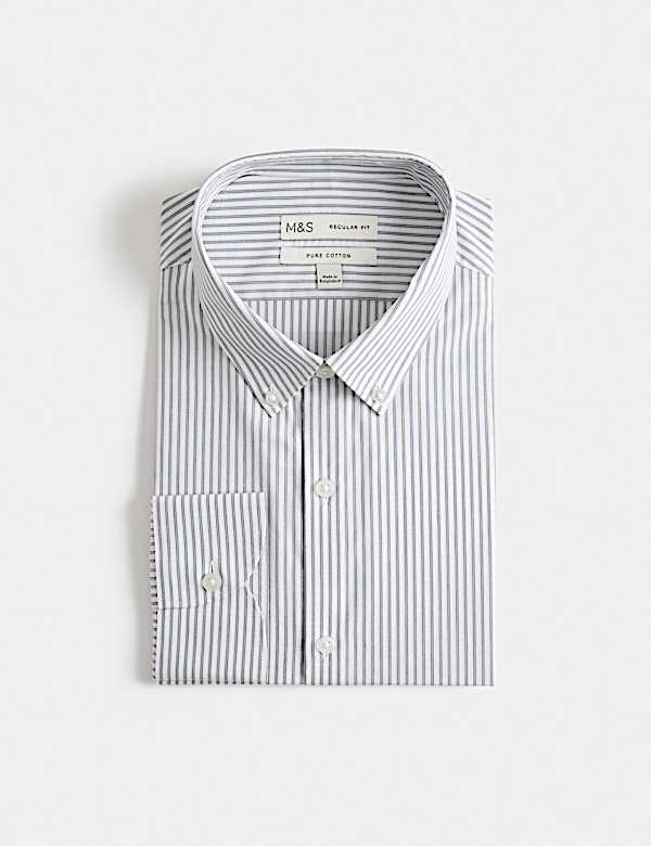 Regular Fit Pure Cotton Striped Shirt - IT
