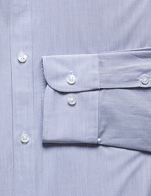 Regular Easy Iron Cotton Blend Striped Shirt