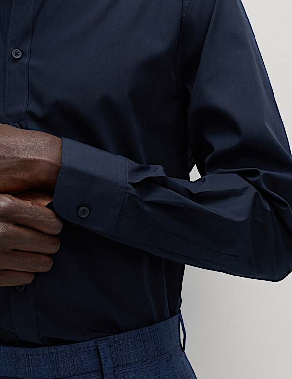 Slim Fit Easy Iron Cotton Blend Shirt - NZ