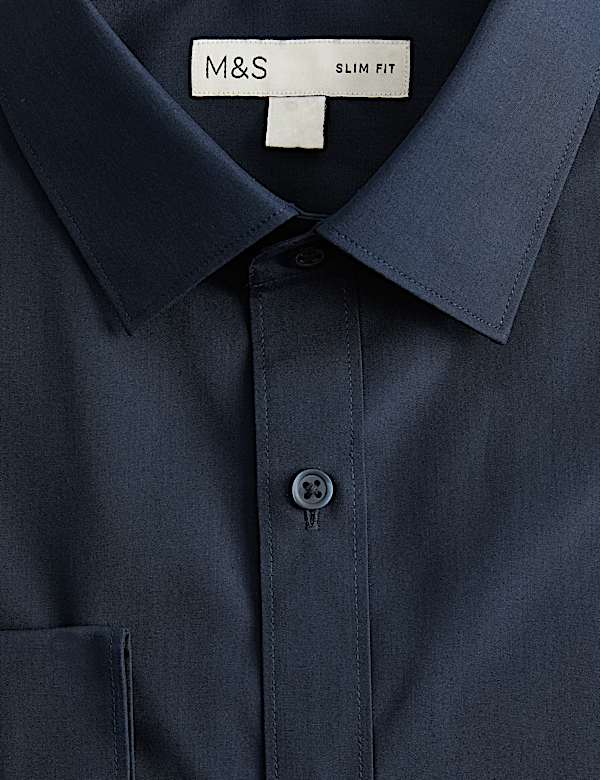 Slim Fit Easy Iron Cotton Blend Shirt - NZ