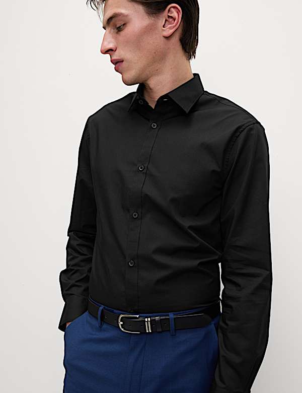 Slim Fit Easy Iron Cotton Blend Shirt