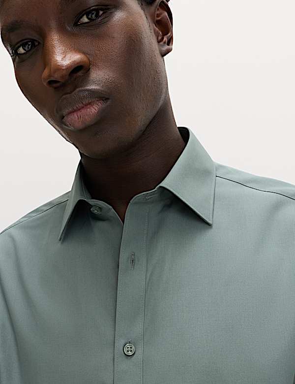 Regular Fit Easy Iron Cotton Blend Shirt - DE