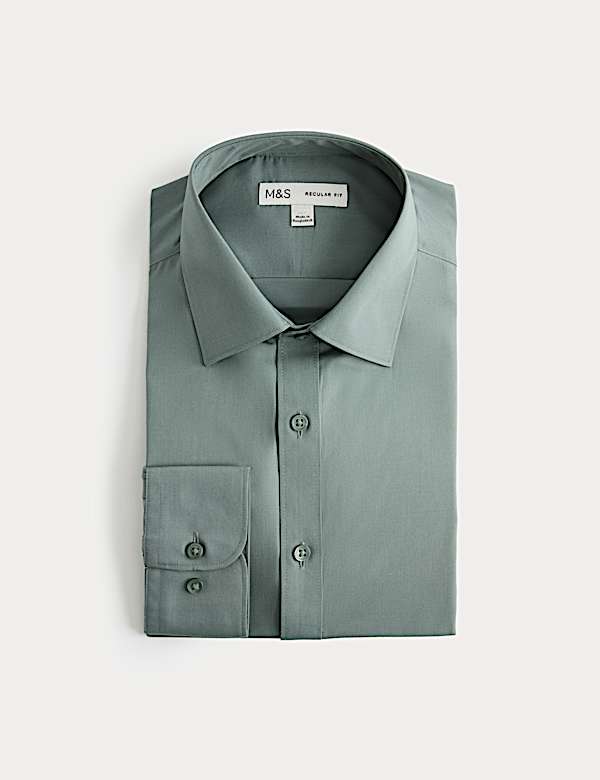 Regular Fit Easy Iron Cotton Blend Shirt - DE