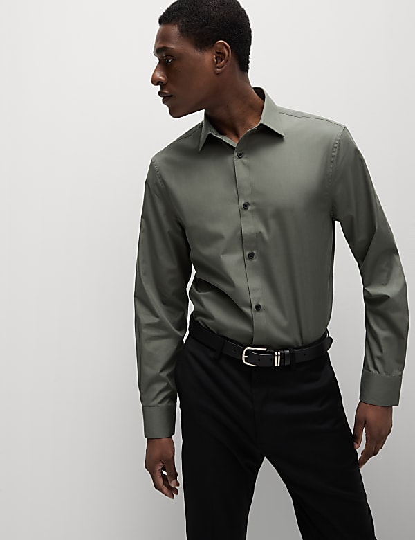 Regular Fit Easy Iron Cotton Blend Shirt