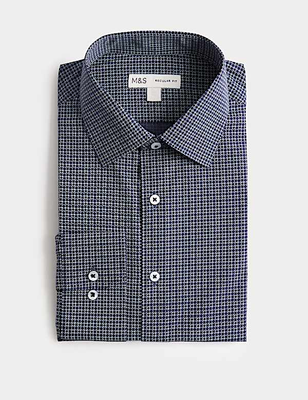 Regular Fit Easy Iron Cotton Blend Shirt - BN
