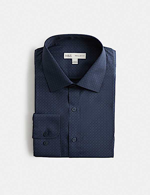 Regular Fit Easy Iron Geometric Print Shirt - AL
