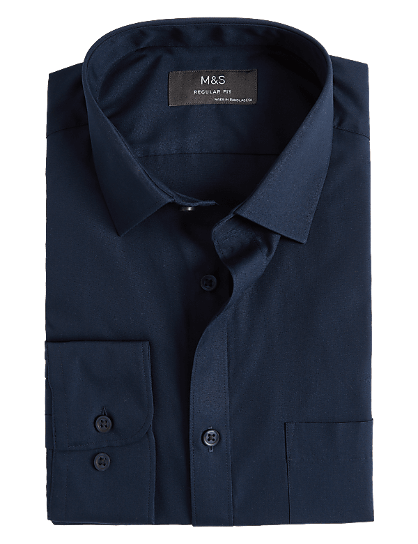 Regular Fit Easy Iron Cotton Blend Shirt