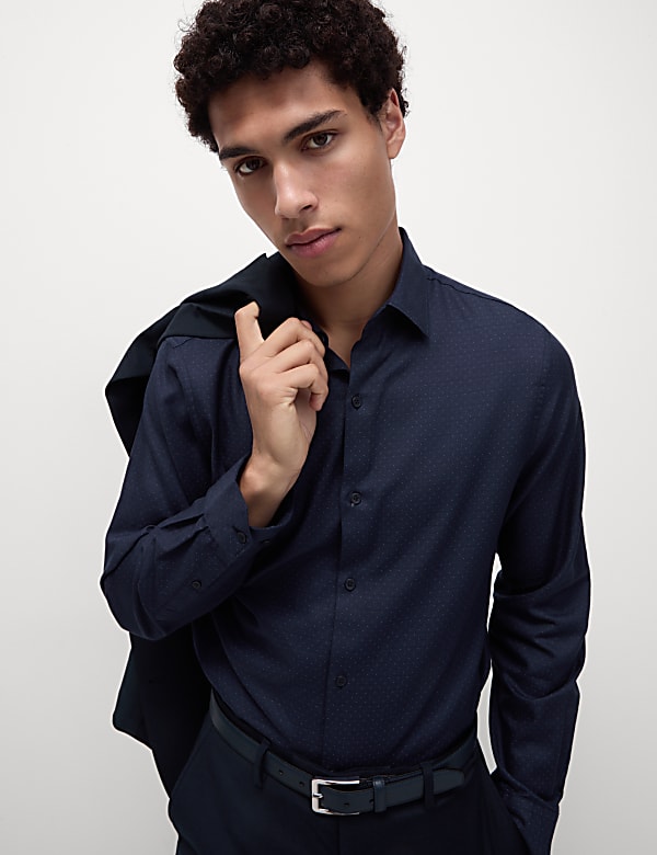 Regular Fit Pure Cotton Dobby Spot Shirt
