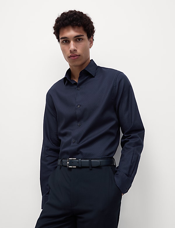 Regular Fit Pure Cotton Dobby Spot Shirt