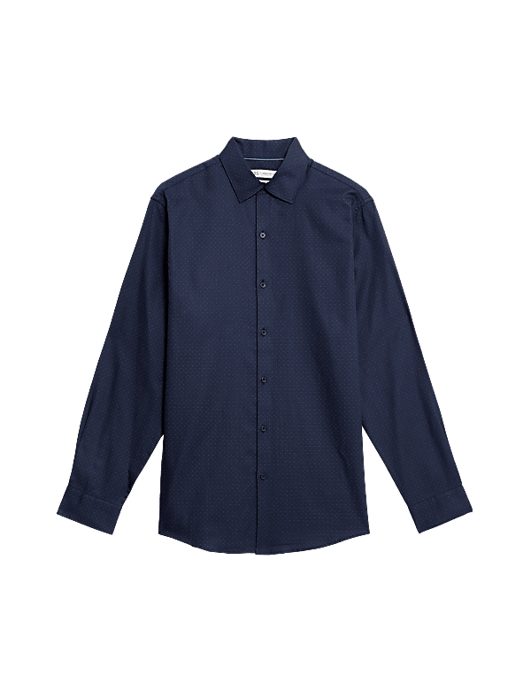 Regular Fit Pure Cotton Dobby Spot Shirt