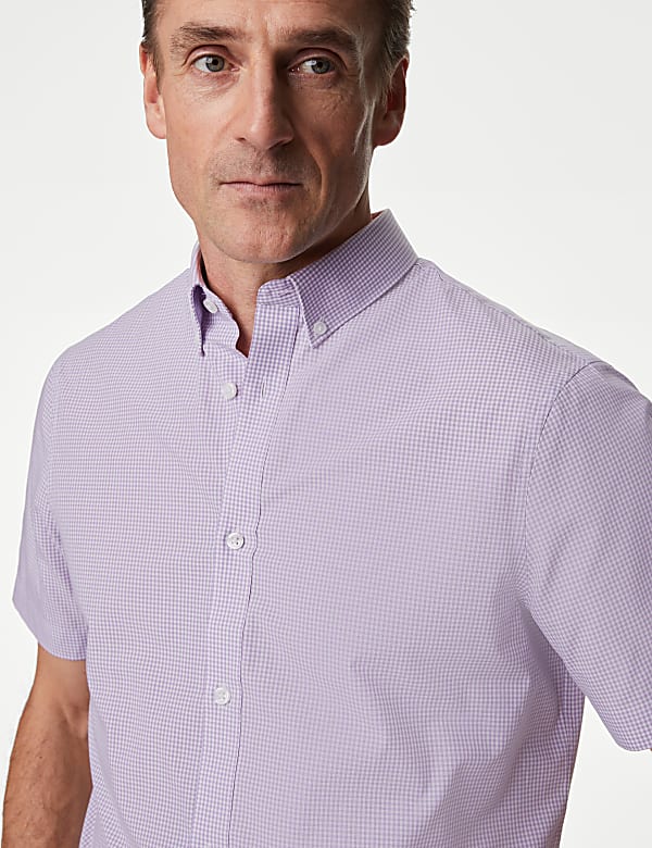 2pk Regular Fit Easy Iron Checked Short Sleeve Shirts - DE