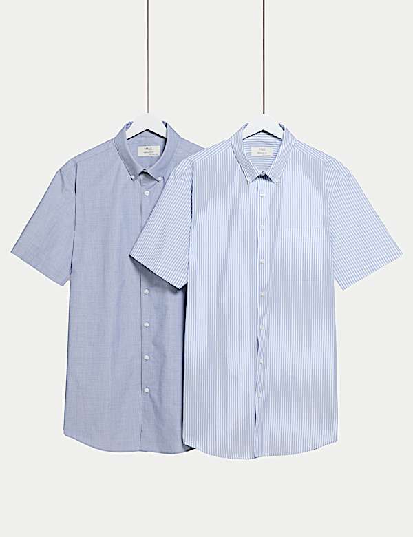 2pk Regular Fit Striped Short Sleeve Shirts - VN
