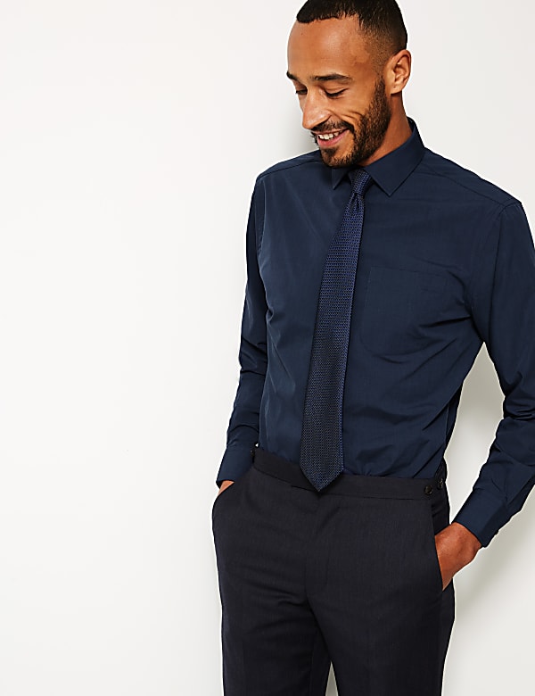 2 Pack Cotton Blend Regular Fit Shirts with Tie