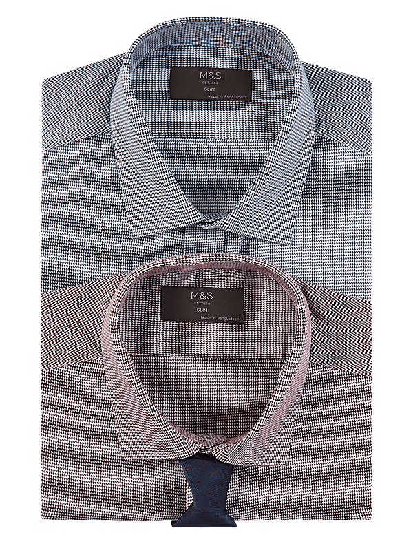 2 Pack Slim Fit Cotton Blend Shirts