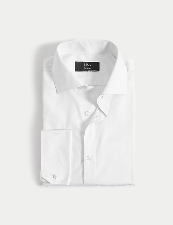 Slim Fit Cotton Blend Double Cuff Shirt - LU