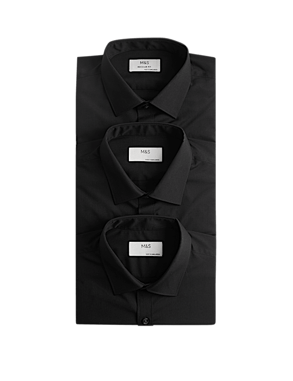 3 Pack Regular Fit Easy Iron Long Sleeve Shirts