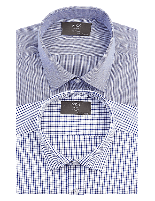 2 Pack Regular Fit Check Long Sleeve Shirts