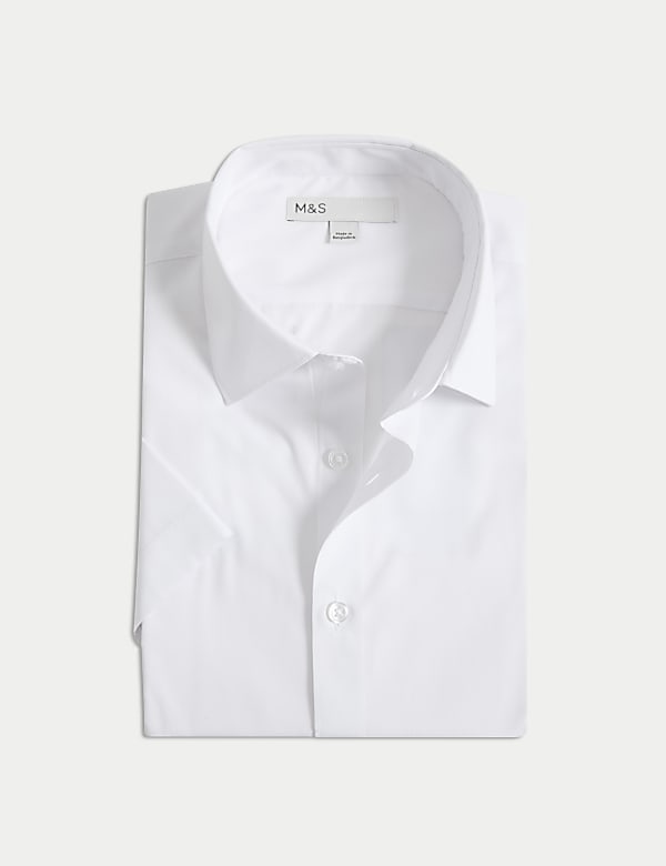 Κοντομάνικο πουκάμισο σε στενή γραμμή για εύκολο σιδέρωμα από σύμμεικτο βαμβάκι - GR