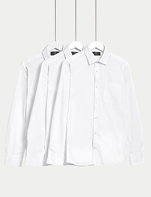 Shorter Length 3pk Slim Fit Easy Iron Long Sleeve Shirts - FI