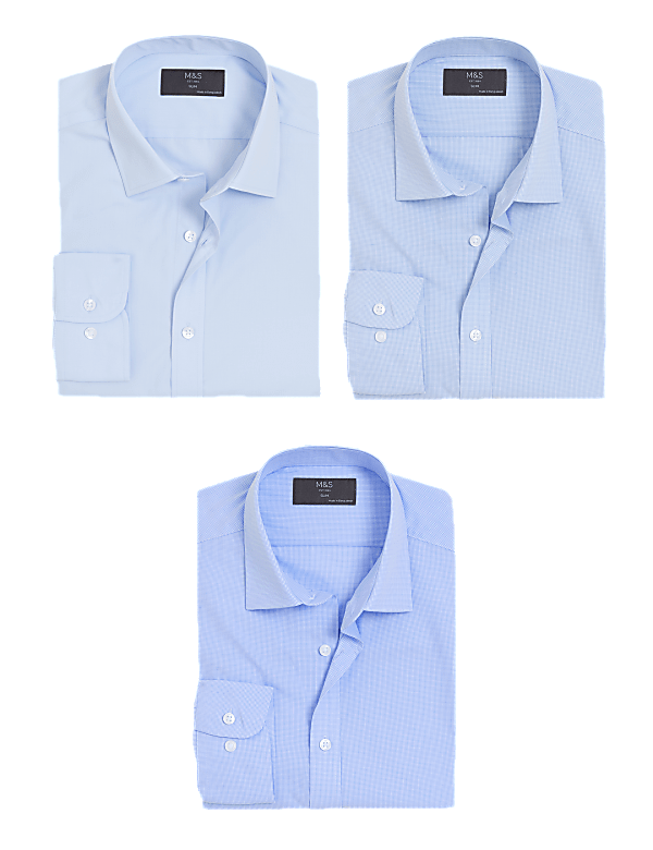 3pk Slim Fit Long Sleeve Shirts